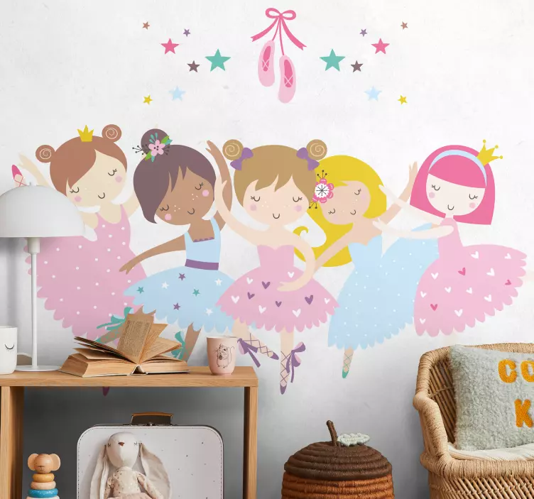 Sticker enfant personnages de ballerines dansantes - TenStickers