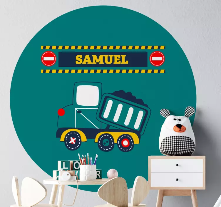 Sticker enfant personnalisation sur le thème du camion - TenStickers