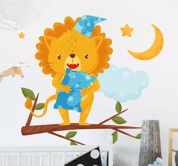 Sticker enfant pyjama lion endormi - TenStickers
