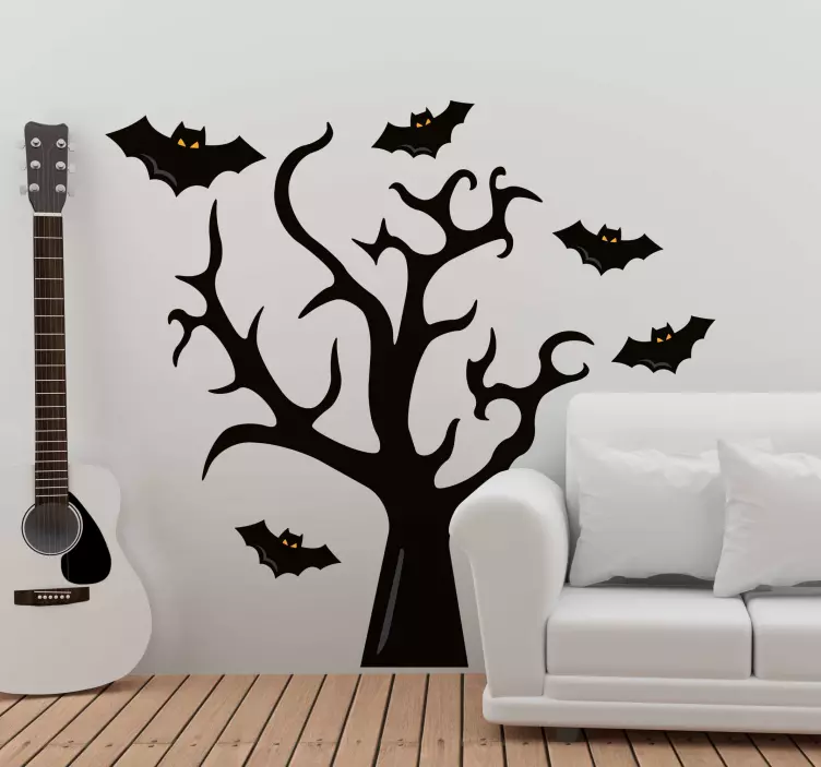 Sticker Halloween Arbre et chauves-souris - TenStickers