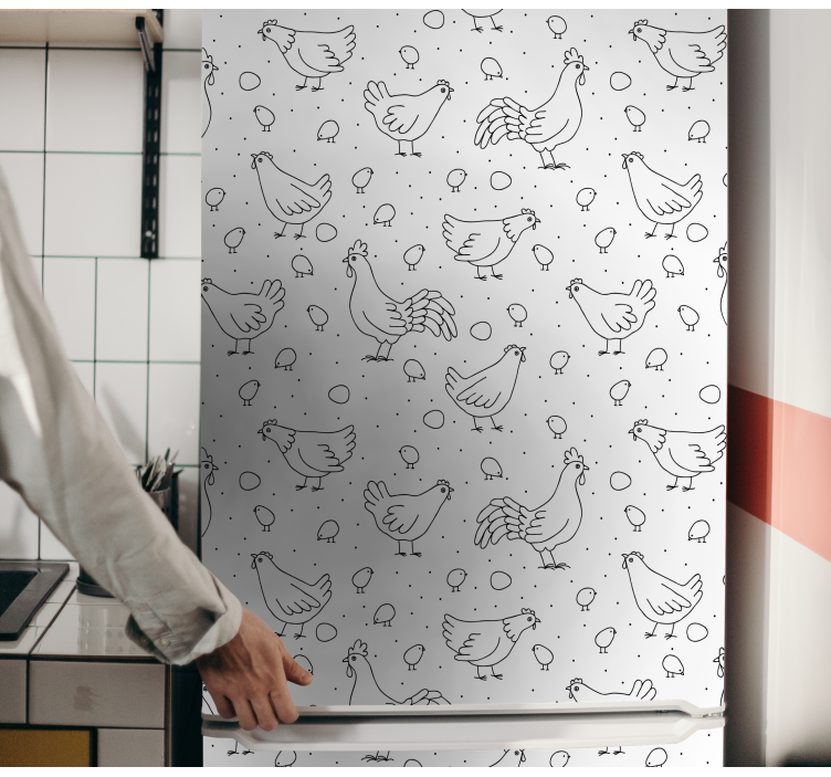 Sticker frigo superposition de motifs de poules - TenStickers