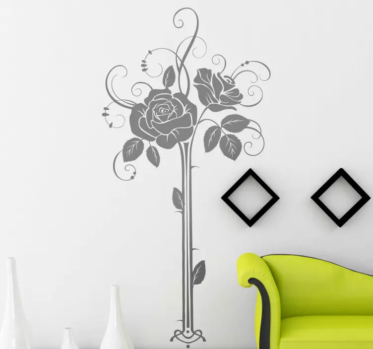 Autocollant mural floral vase rose - TenStickers