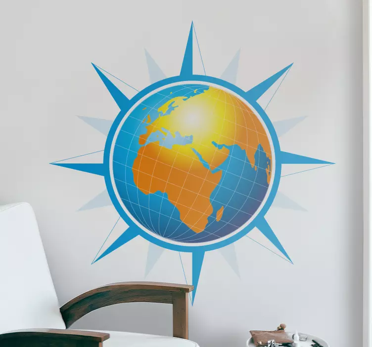 Autocollant mural globe rose des vents - TenStickers