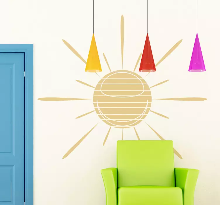 Autocollant mural soleil rayé - TenStickers