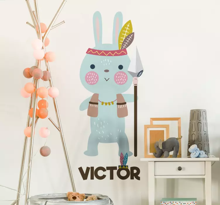 Lapin indien sticker mural personnalisé pour les enfants - TenStickers