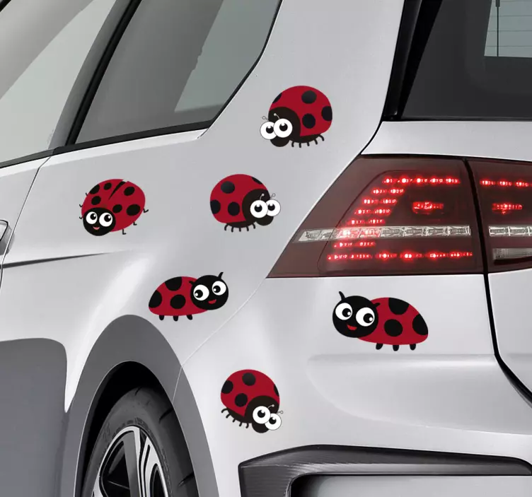 Sticker voiture motif coccinelles - TenStickers