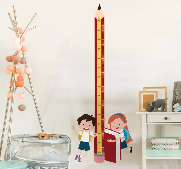 Sticker Toise Crayon esprit école - TenStickers