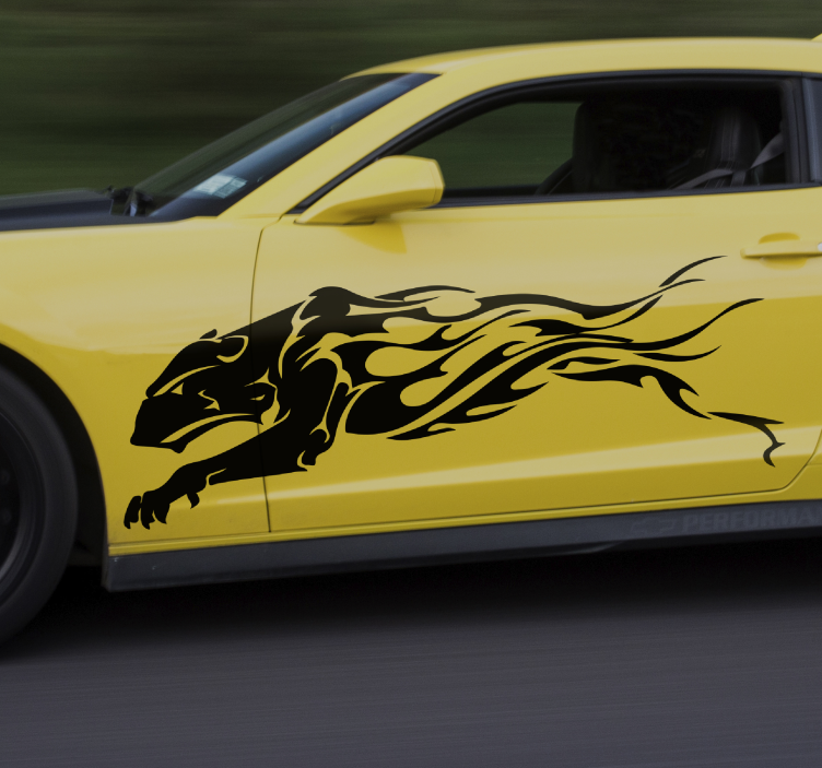 Sticker Voiture Lion de style tribal - TenStickers