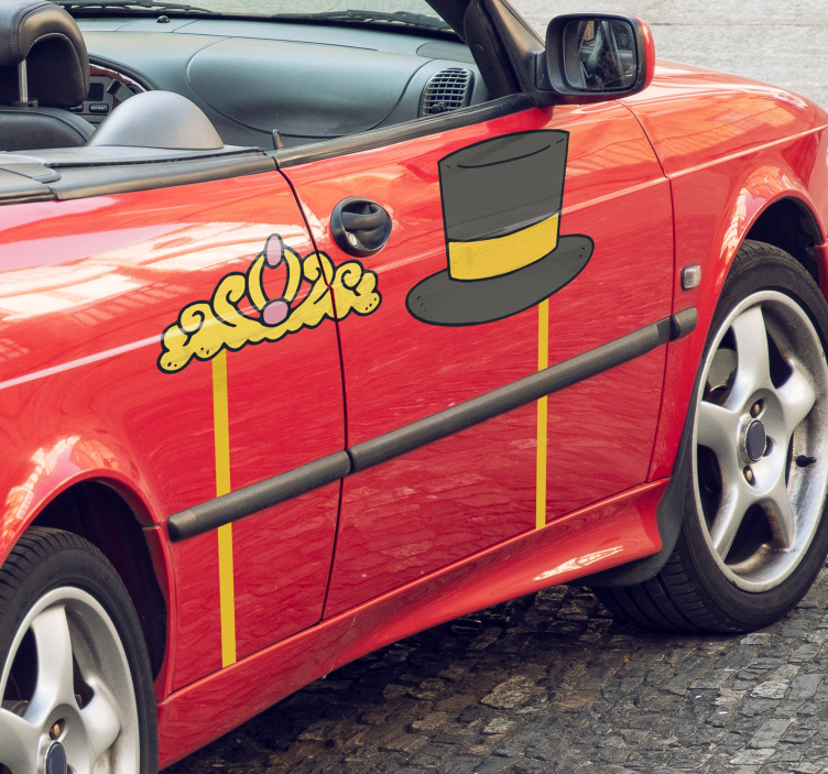Sticker Voiture Mariage chapeau et couronne - TenStickers
