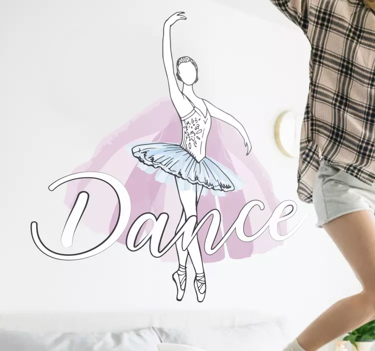 Danseur de ballet avec phrase danse danse autocollant - TenStickers