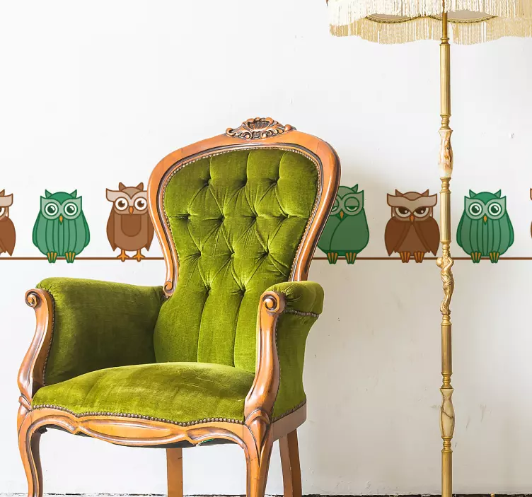 Sticker Frise Lignes de hibou - TenStickers