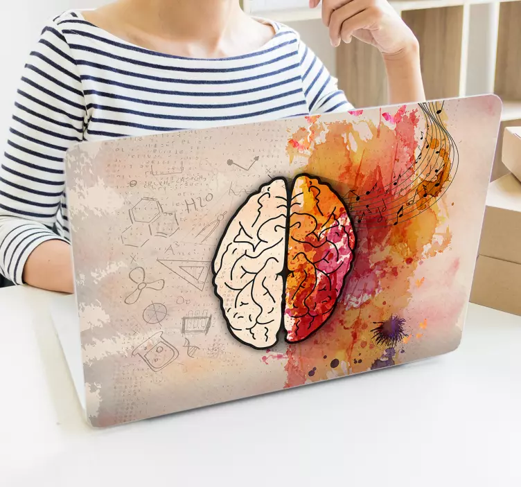 Ordinateur portable adhésif cerveau artistique - TenStickers