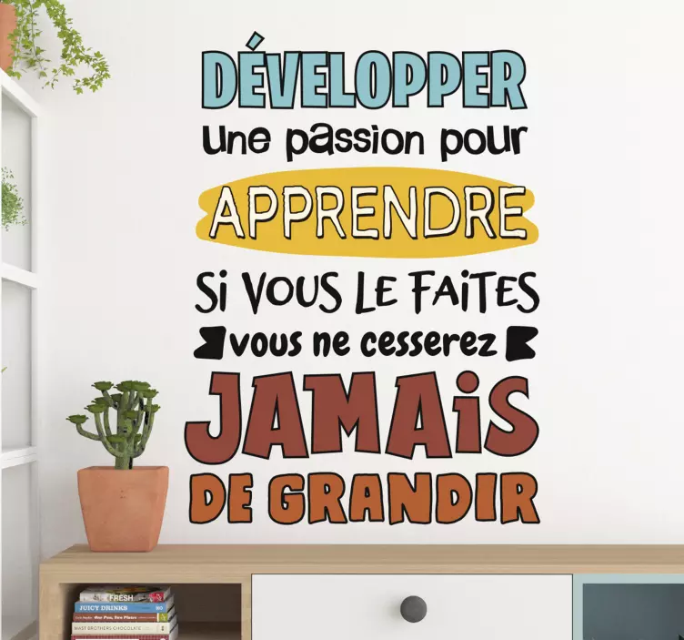 Passion pour l'apprentissage fr autocollant de motivation - TenStickers