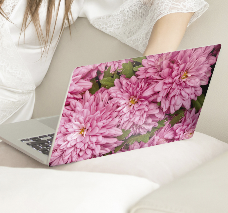 Autocollant pour ordinateur portable rose floral printemps - TenStickers