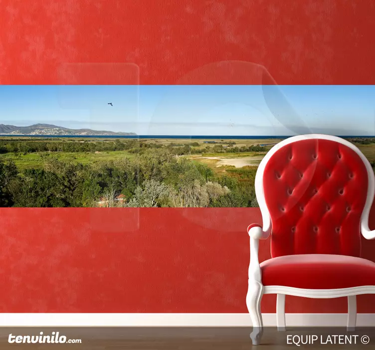 Sticker mural nature photo plaine et montagnes - TenStickers