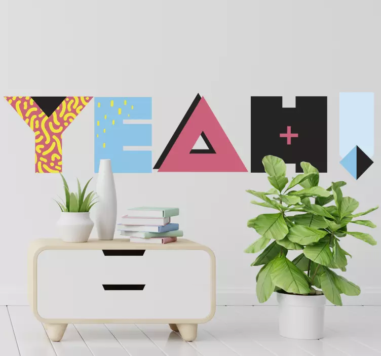 Phrase de style memphis ouais stickers muraux de texte - TenStickers