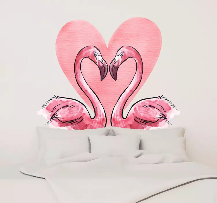 Sticker Amour Flamand Rose Coeur - TenStickers
