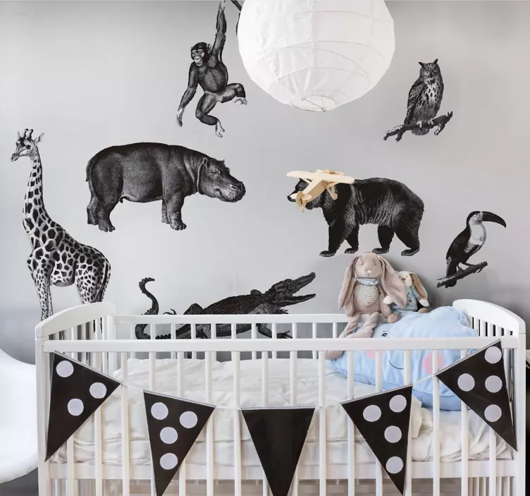 Sticker Animal Jungle Jungle noir et blanc - TenStickers