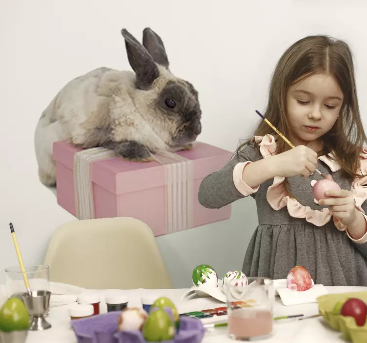 Sticker animaux de la ferme lapin sur cadeau - TenStickers