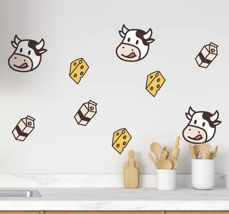 Sticker animaux de la ferme personnages de vaches mignons - TenStickers