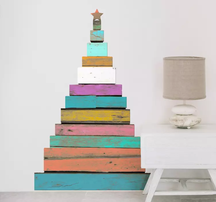 Sticker arbre de noël en bois - TenStickers