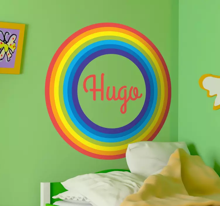 Sticker chambre enfant cercle arc-en-ciel personnalisable - TenStickers