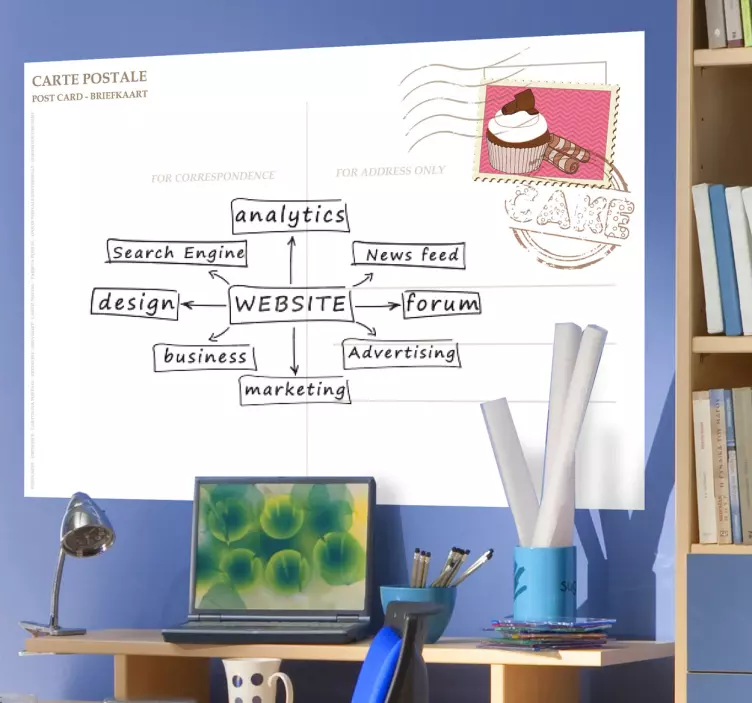 Tableau blanc adhésif carte postale - TenStickers