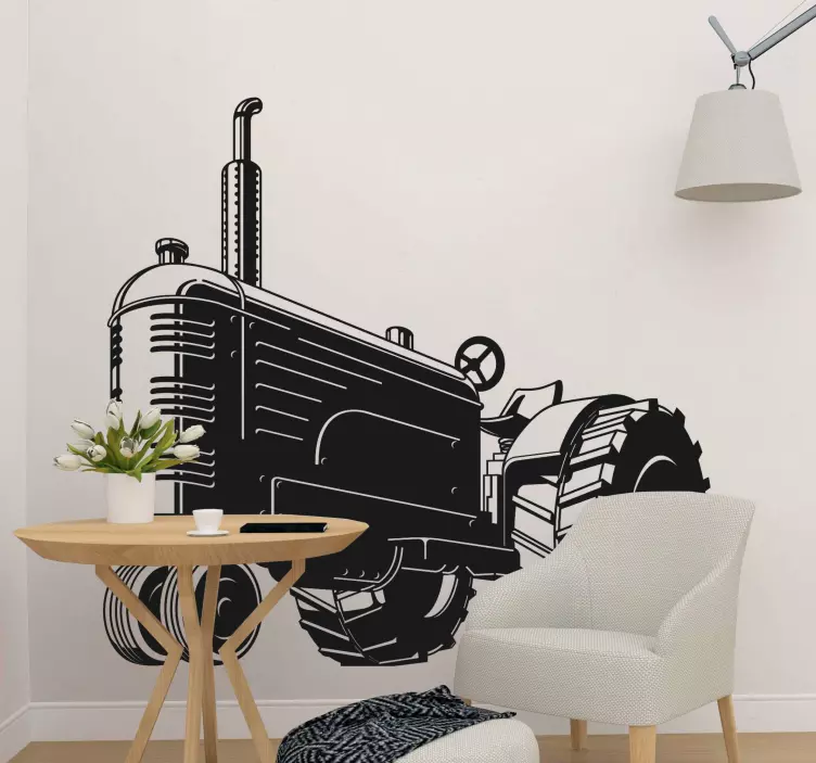 Sticker auto moto illustration de tracteur classique - TenStickers