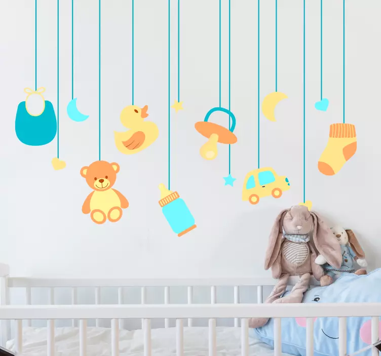 Sticker chambre bébé jouets suspendus - TenStickers
