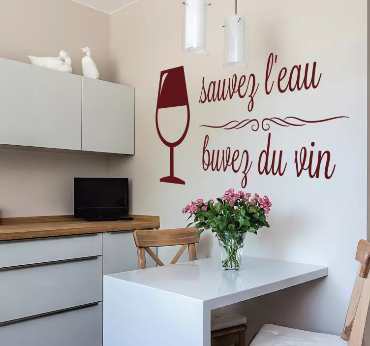 Sticker Boisson Sauvez l'eau Buvez du vin - TenStickers