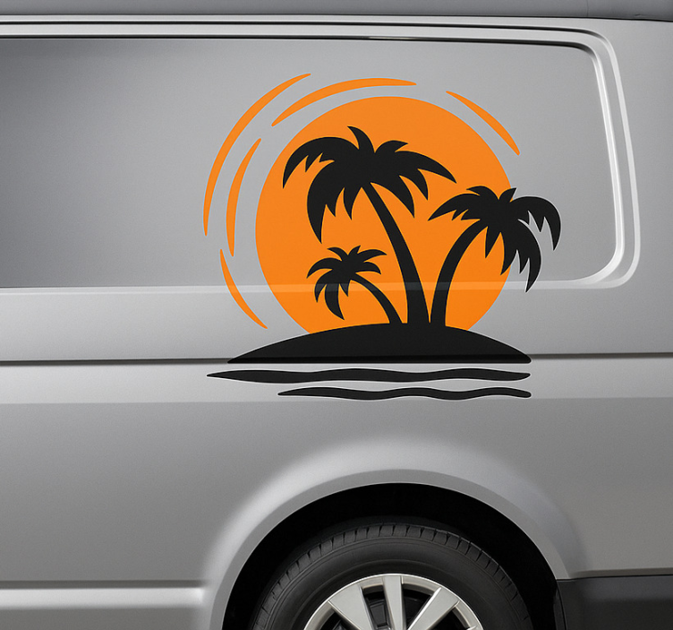 Sticker camping car coucher de soleil tropical - TenStickers