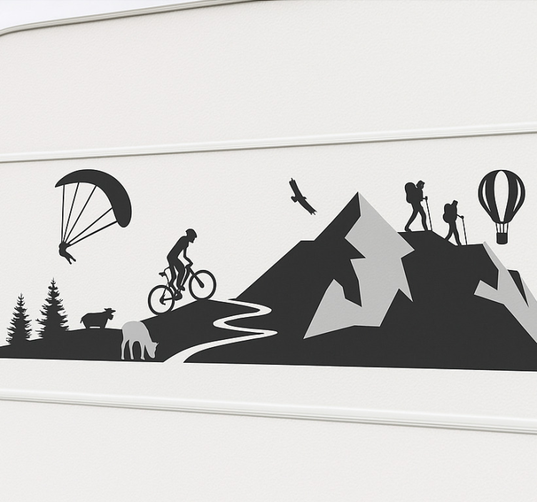 Sticker camping car sports de montagne - TenStickers