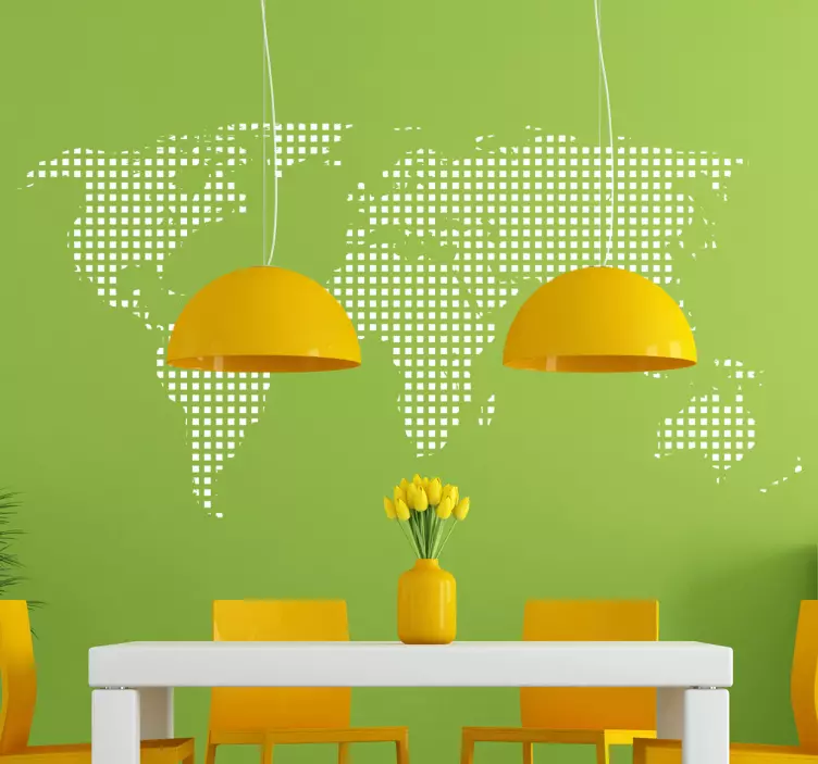 Sticker carte monde carrés - TenStickers