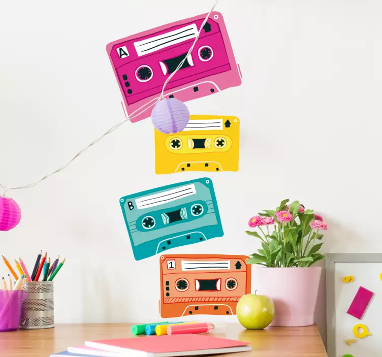 Sticker cassettes couleurs - TenStickers