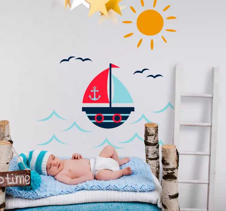 Sticker Chambre Enfant Bateau Dessin - TenStickers