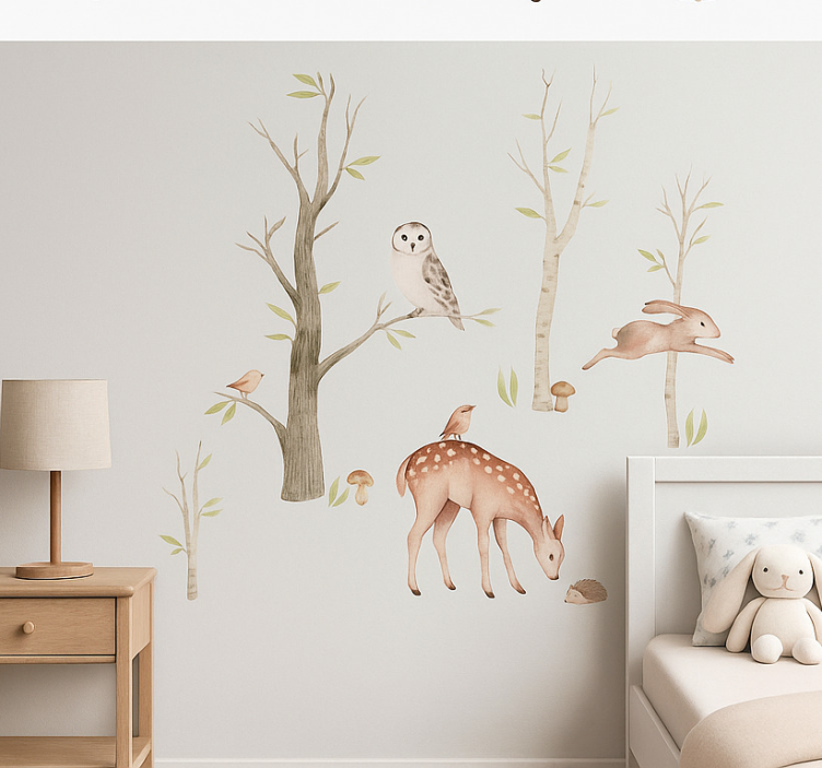 Sticker chambre enfant forêt réaliste d'automne - TenStickers