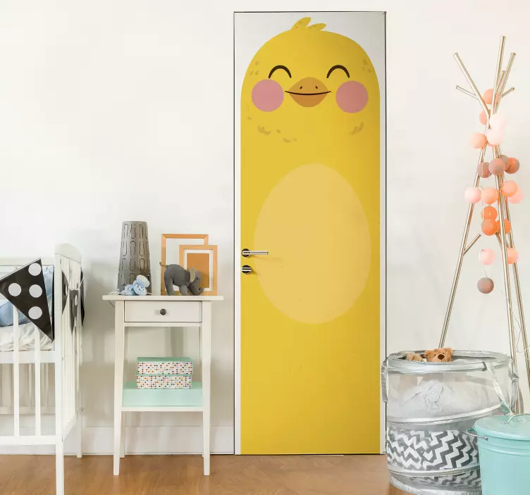 Sticker Chambre Enfant Poussin Jaune pour Porte - TenStickers