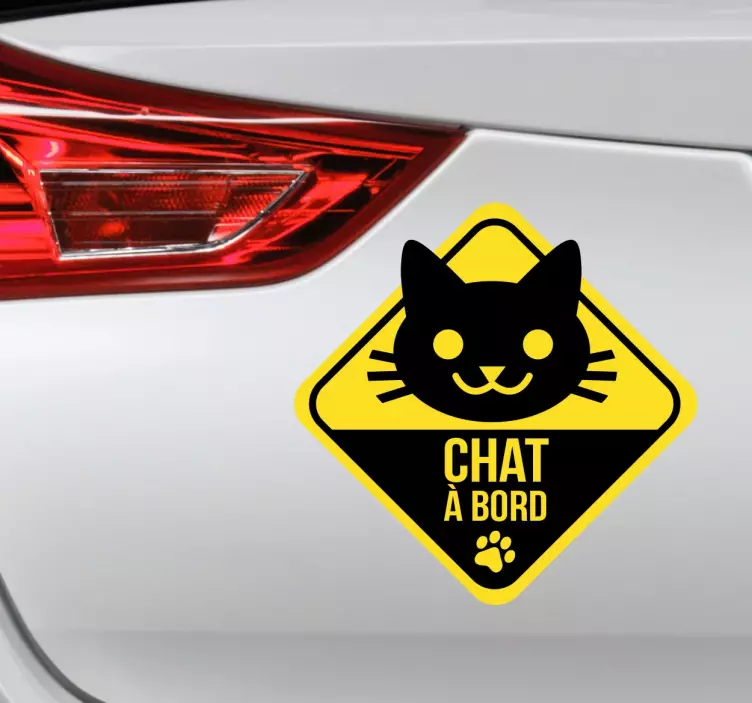 Autocollant chat à bord jaune - TenStickers