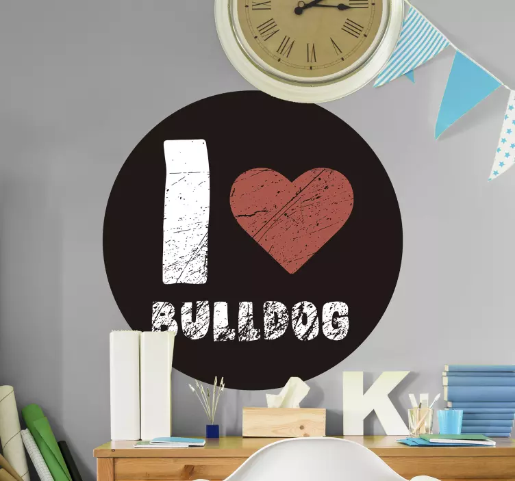 Sticker chien J'aime le bouledogue - TenStickers