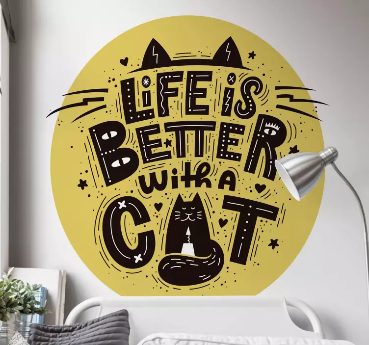 Sticker chiens et chats la vie est meilleure avec un chat - TenStickers