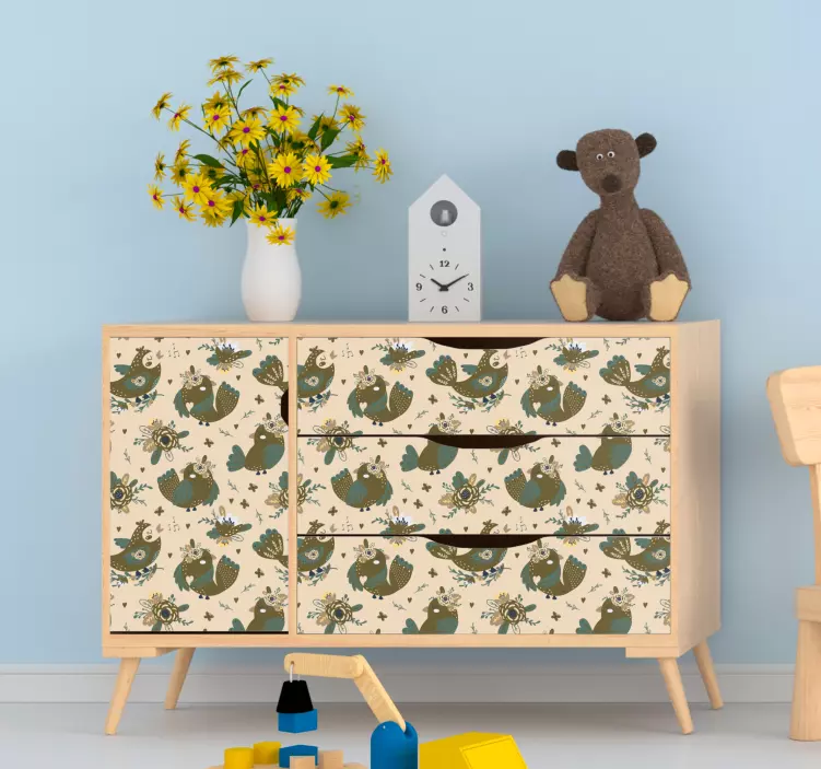 Sticker chiens et chats motif d'oiseau fantaisiste - TenStickers