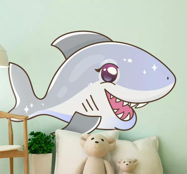 Sticker chiens et chats personnage requin mignon - TenStickers