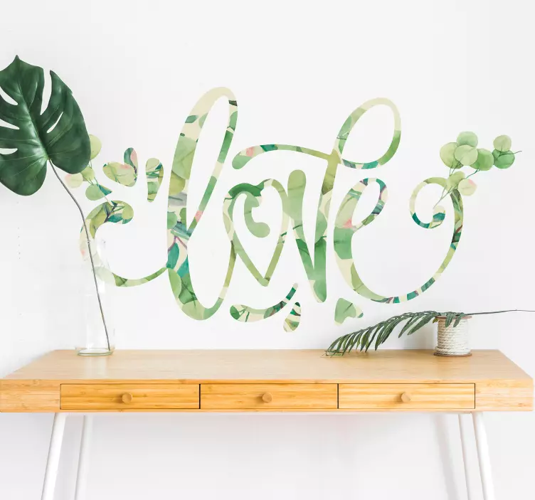 Sticker citation Amour Love Texture Eucalyptus - TenStickers