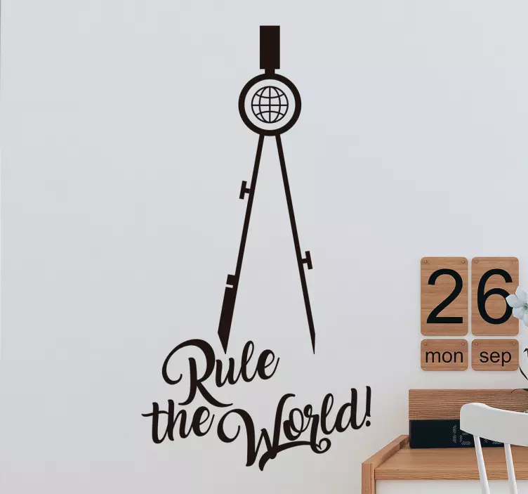 Sticker chambre ado compass "Rule the world" - TenStickers