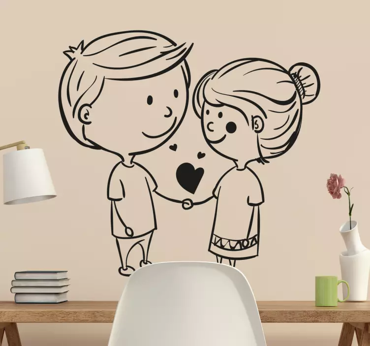 Sticker petit couple amoureux - TenStickers