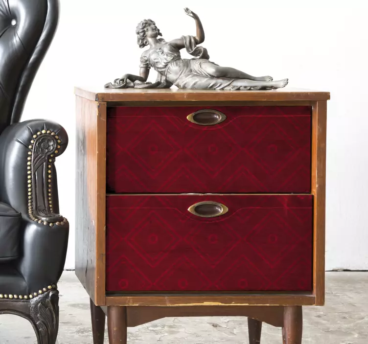 Sticker meuble vintage motifs carrés rouges - TenStickers