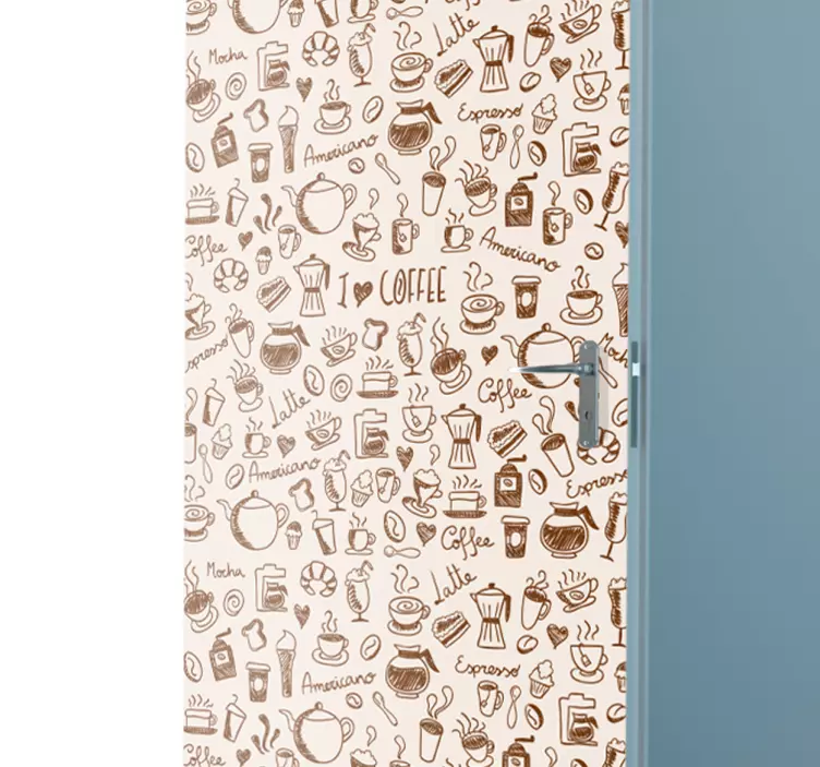 Sticker Porte Dessins de tasses à café - TenStickers
