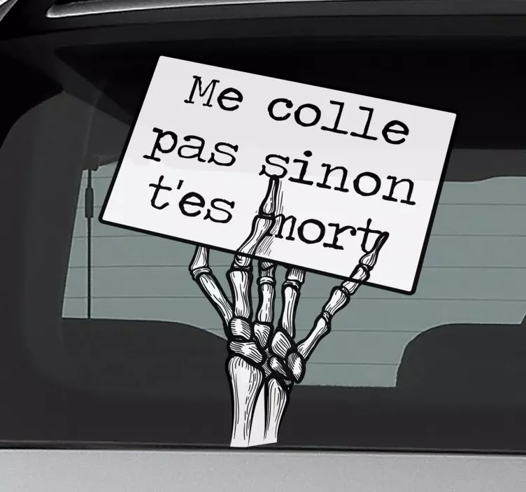 Sticker Voiture Dessin Texte squelette drôle - TenStickers