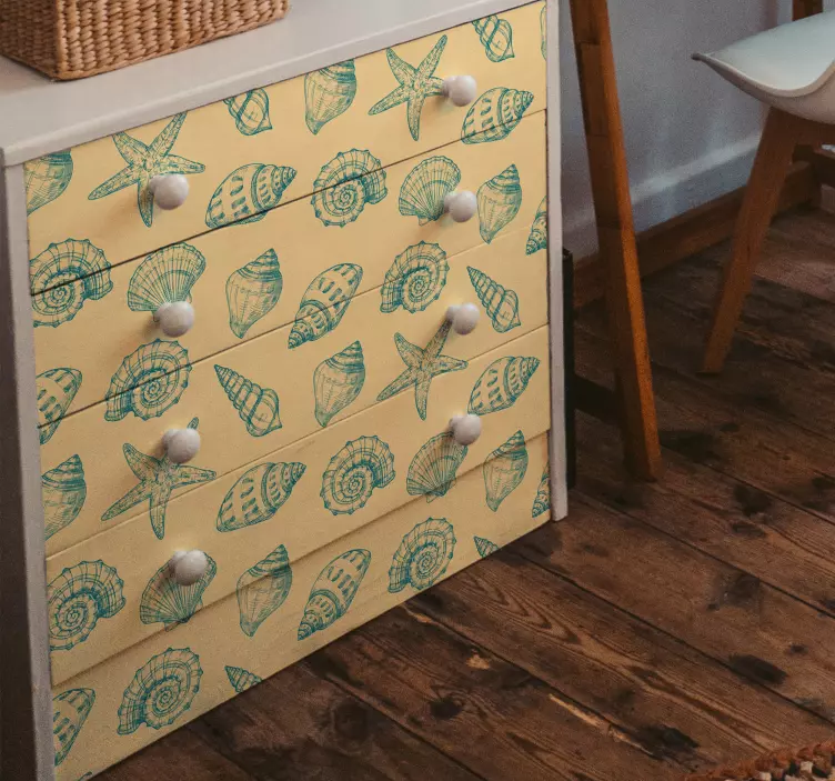 Sticker Meuble coquillage effet peint à la main - TenStickers