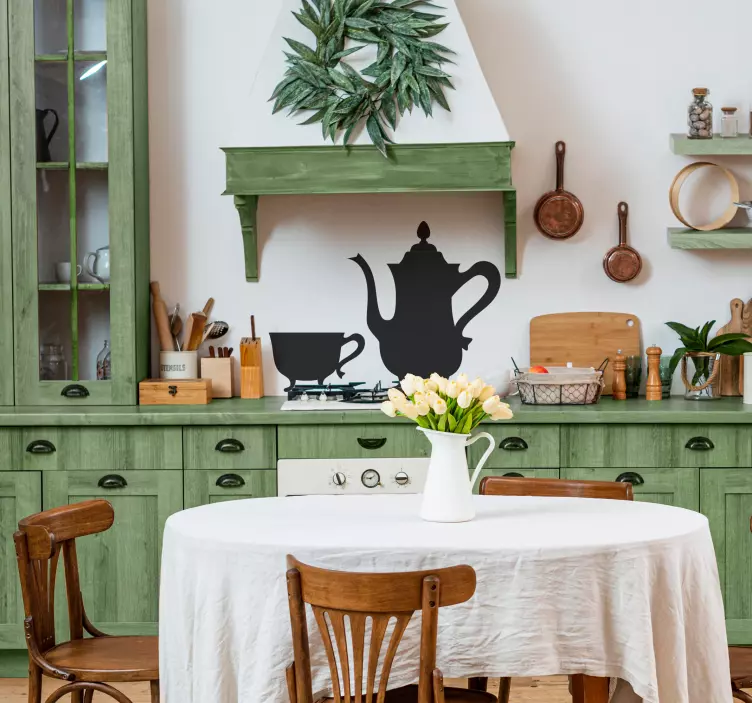 Sticker décoratif théière vintage - TenStickers